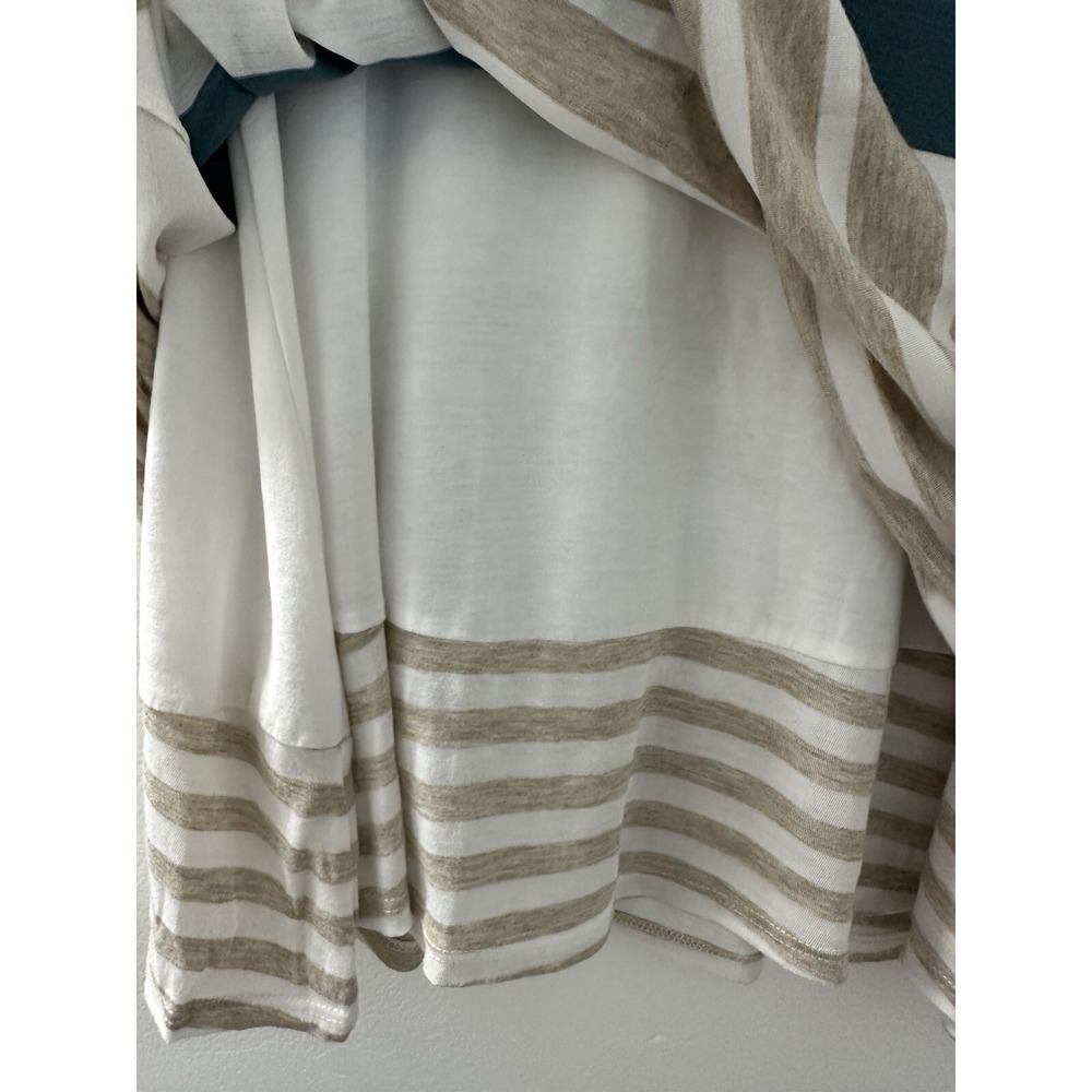 Anthropologie Puella Top Tunic Beige/Green/White Striped Short Sleeve Size S - Picture 3 of 12